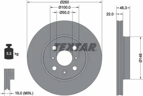 Тормозной диск TEXTAR 92346103