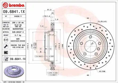 Тормозной диск BREMBO 0968411X