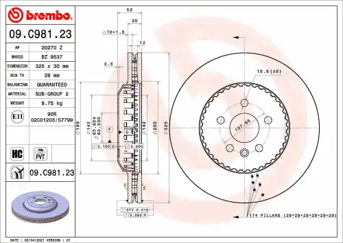 Тормозной диск BREMBO 09C98123