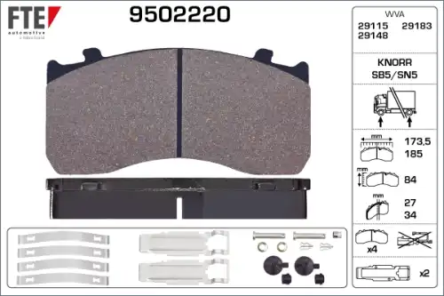 Тормозные колодки дисковые FTE 9502220