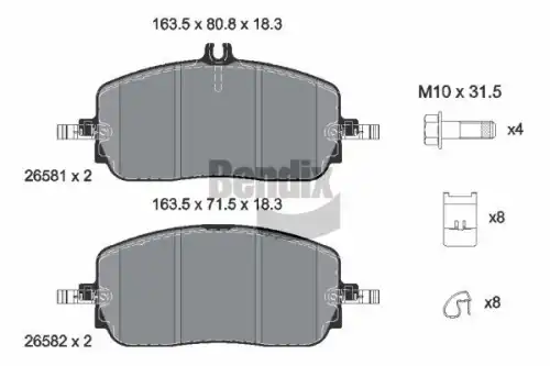 Тормозные колодки дисковые BENDIX BPD2409