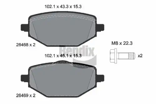 Тормозные колодки дисковые BENDIX BPD2393