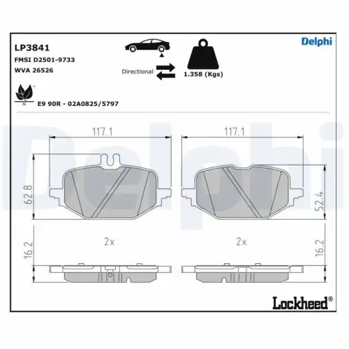Тормозные колодки дисковые DELPHI LP3841