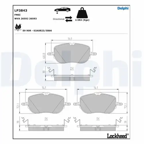 Тормозные колодки дисковые DELPHI LP3843