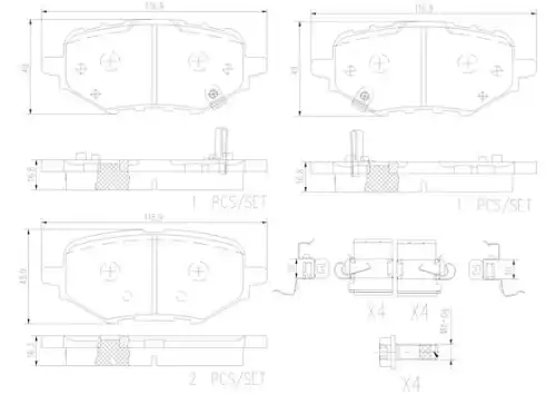Тормозные колодки дисковые задняя ось BREMBO P28107