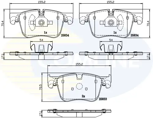 Тормозные колодки дисковые передняя ось COMLINE CBP02250