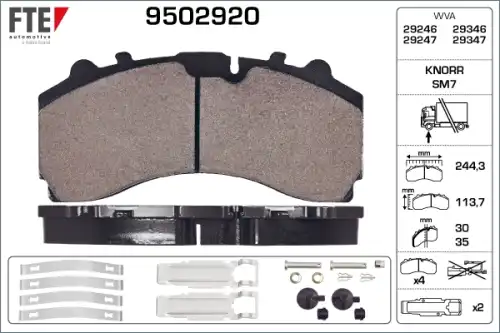 Тормозные колодки дисковые FTE 9502920