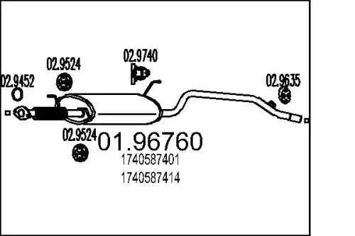 глушитель задняя часть Peug 01.96760 MTS