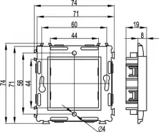 BRAVA Каркас 2 модуля белый IN-Liner FRONT 75020W DKC