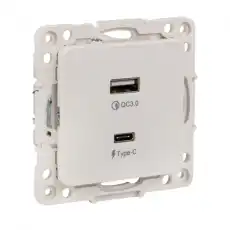 Стокгольм Механизм Розетки с 2USB type-A type-C белый EKF EYR2USBTYPEC