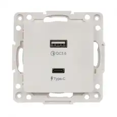 Стокгольм Механизм Розетки с 2USB type-A type-C белый EKF EYR2USBTYPEC