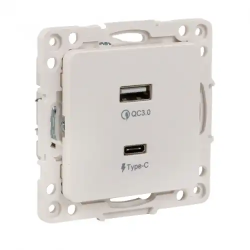 Стокгольм Механизм Розетки с 2USB type-A type-C белый EKF EYR2USBTYPEC