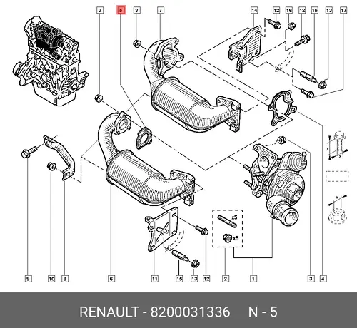 Прокладка турбины FLOC 8200031336 RENAULT