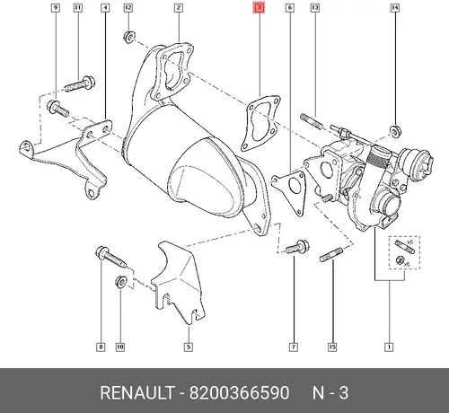 Прокладка глушителя RENAULT 8200366590