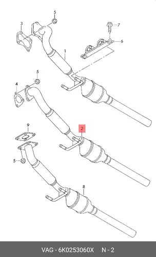катализатор глушителя VW 6K0253060X VAG