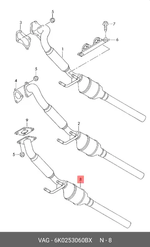 катализатор глушителя VW 6K0253060BX VAG