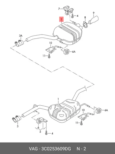 ГЛУШИТЕЛЬ ЗАДНИЙ 3C0253609DG VAG