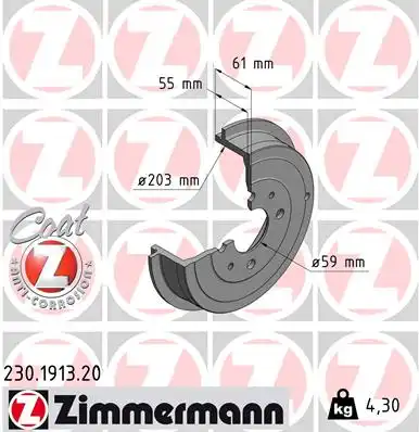 Тормозной барабан ZIMMERMANN 230.1913.20