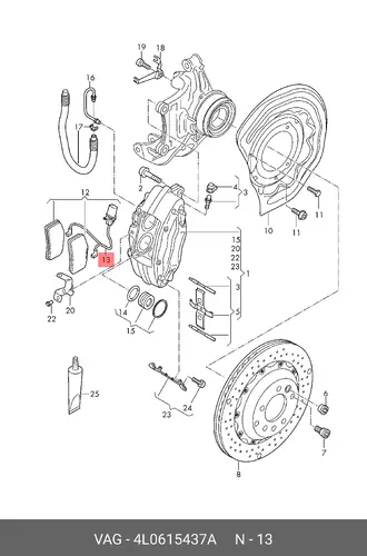 Датчик тормозных колодок VAG 4L0615437A