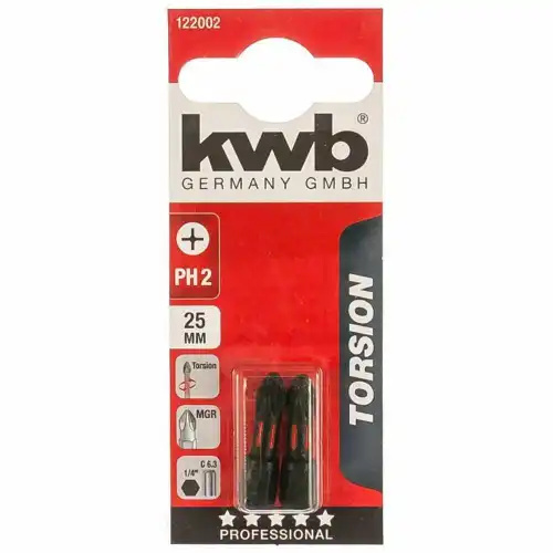 KWB Бита PH2 25мм kwb TORSION 2шт 122002