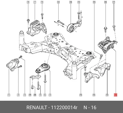 Подушка крепления двигателя RENAULT 112200014R