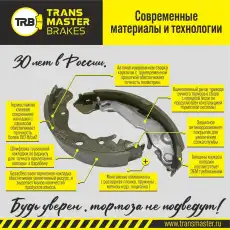 Тормозные колодки барабанные TRANSMASTER TS006