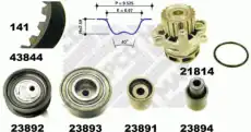 ремкомплект ГРМ с помпой Audi 41844 MAPCO