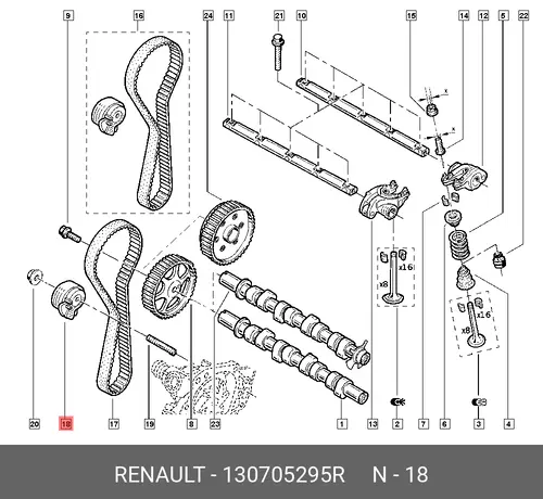 КОМПЛЕКТ РЕМНЯ ГРМ 130705295R RENAULT