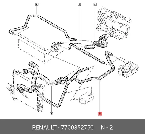 патрубок радиатора VW 7700352750 RENAULT