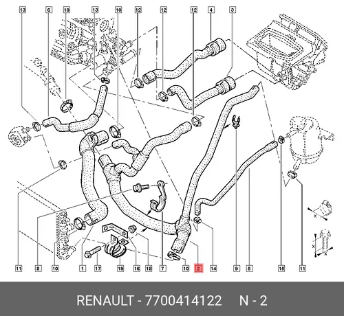 патрубок радиатора Ren 7700414122 RENAULT