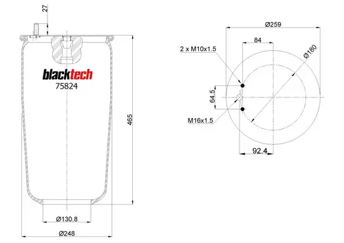 ПНЕВМОАМОРТИЗАТОР RML75824 BLACKTECH