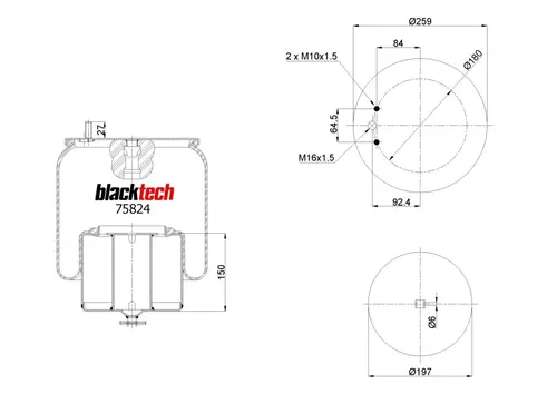 ПНЕВМОАМОРТИЗАТОР RML75824C BLACKTECH
