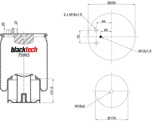  ПНЕВМОАМОРТИЗАТОР RML75993C5 BLACKTECH