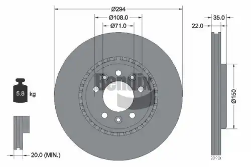 Тормозной диск BENDIX BDS1753 вентилируемый , задняя ось