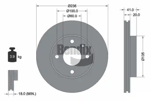 Тормозной диск BENDIX BDS1931