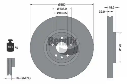Тормозной диск BENDIX BDS2075HC вентилируемый , передняя ось