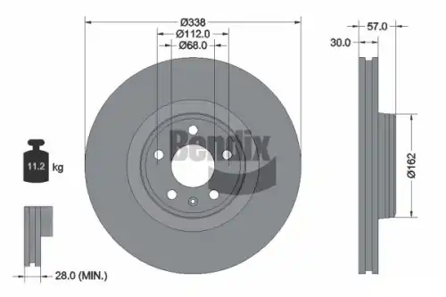Тормозной диск BENDIX BDS1484HC вентилируемый , передняя ось