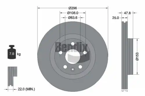 Тормозной диск BENDIX BDS2213HC вентилируемый , передняя ось