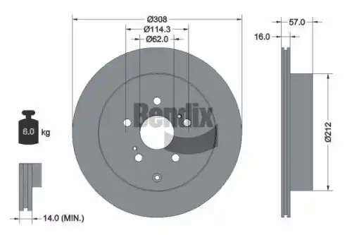 Тормозной диск BENDIX BDS1770 вентилируемый , задняя ось