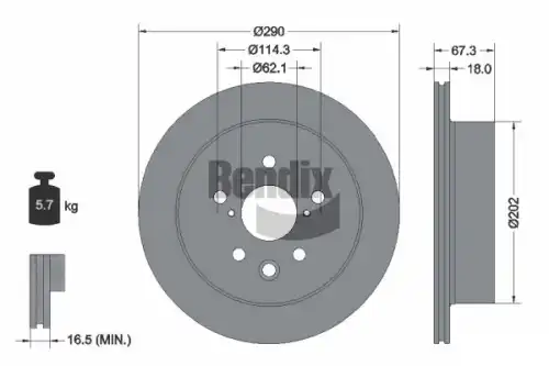 Тормозной диск BENDIX BDS2274 вентилируемый , задняя ось