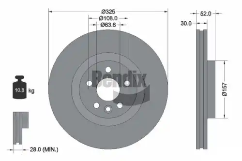 Тормозной диск BENDIX BDS1519HC