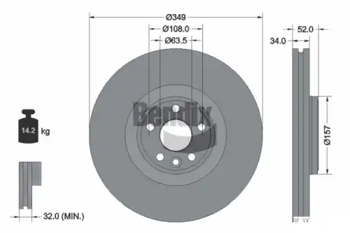 Тормозной диск BENDIX BDS1586HC
