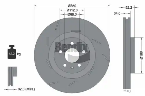 Тормозной диск BENDIX BDS2207LHC