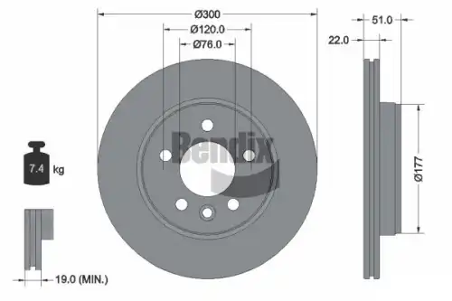 Тормозной диск BENDIX BDS1541 вентилируемый , задняя ось