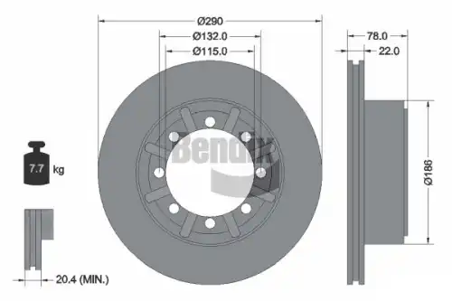 Тормозной диск BENDIX BDS1785 вентилируемый , задняя ось