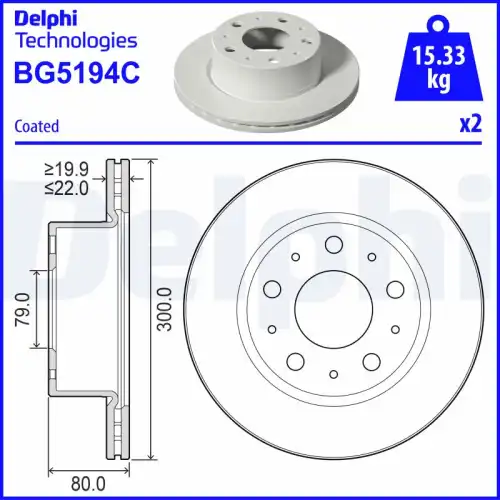 Тормозной диск BG5194C DELPHI