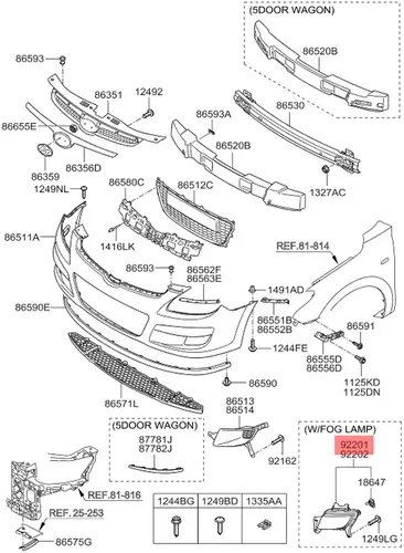 Фара противотуманная HYUNDAI / KIA 922012R500