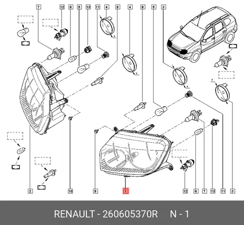Фара RENAULT 260605370R