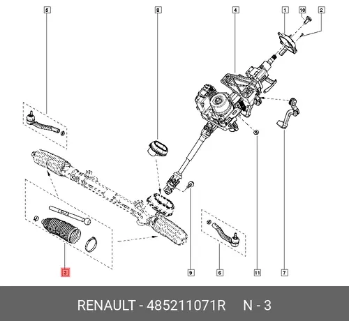 KIT ROTULE AXIALE SOUFFLET DIR 485211071R RENAULT