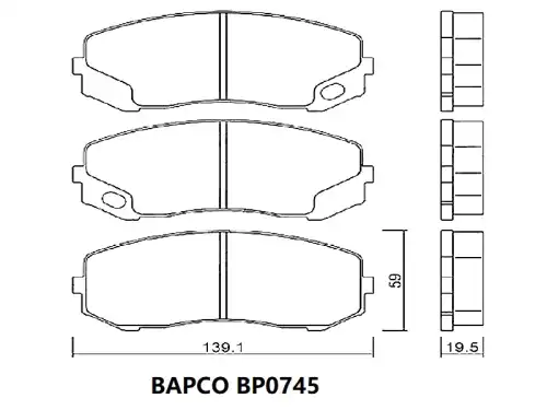 Тормозные колодки дисковые BAPCO BP0745